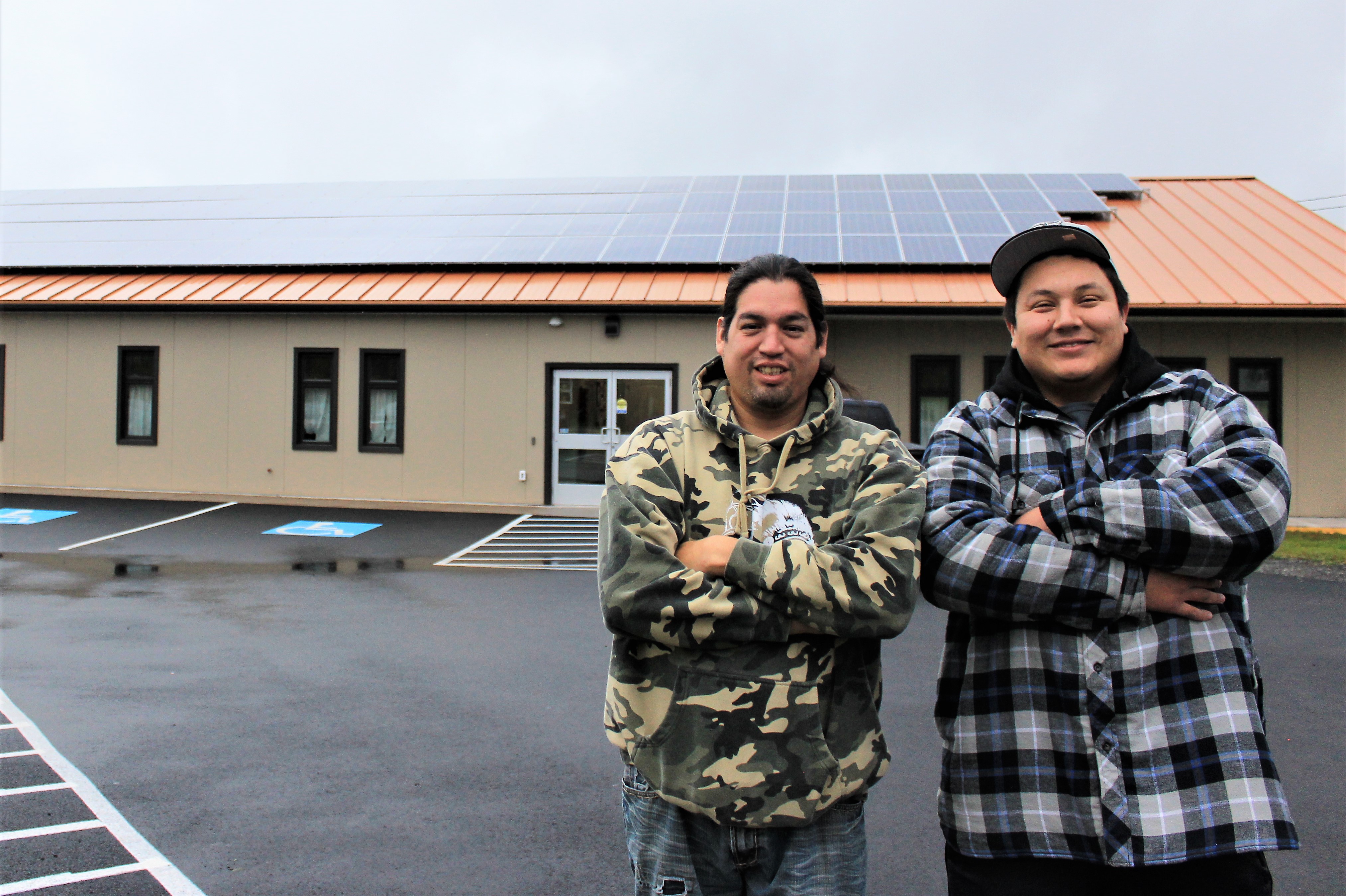 Gabriel Paul and Brett Stevens helped install these solar panels at the Pictou Band Office.